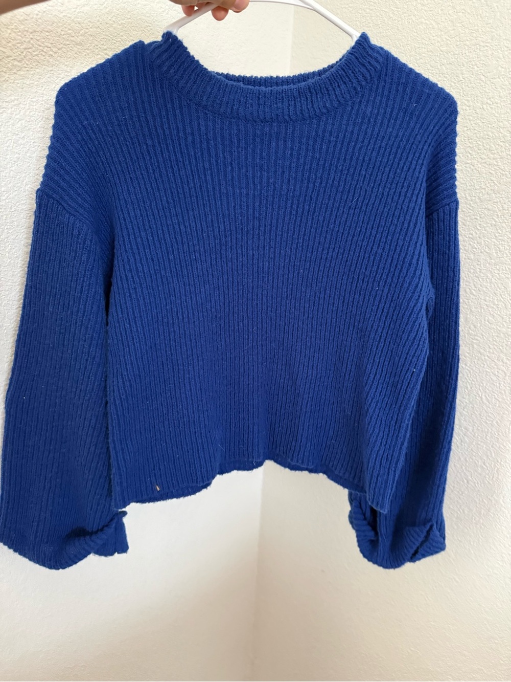 SHEIN Royal Blue Ribbed Crewneck Sweater